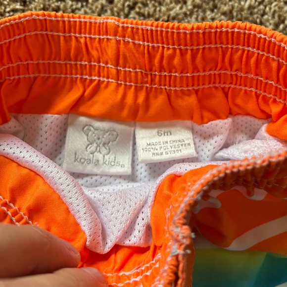 Koala Kids Blue Rash Guard & Rainbow Swim Trunks, Size 6 Months - Picture 5 of 6